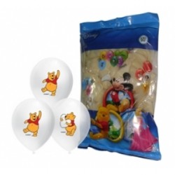 100lü 4+1 Winnie The Pooh Baskılı Şeffaf Balon