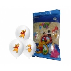 100lü 4+1 Winnie The Pooh Baskılı Şeffaf Balon