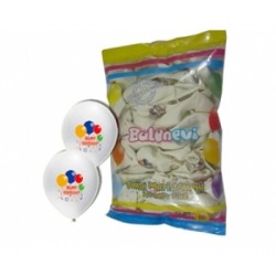 12 inç 4+0 Happy Birthday Baskılı Karışık Pastel Renk Balon