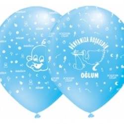 12 İnç Dünyamıza Hoşgeldin Oğlum Çepeçevre Baskılı Balon