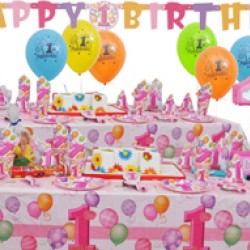 16 Kişilik First Birthday Pink Lüks Set