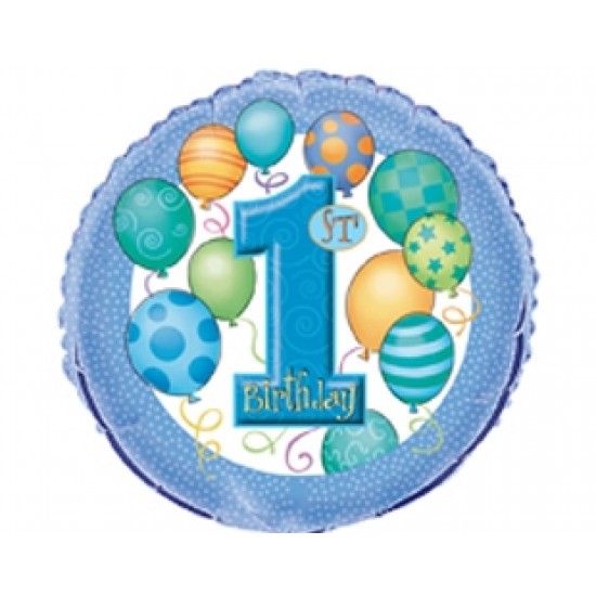 18 inç Mavi First Birthday Folyo Balon