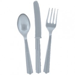 24 Adet Silver Pastel Çatal Bıçak Kaşık Takımı