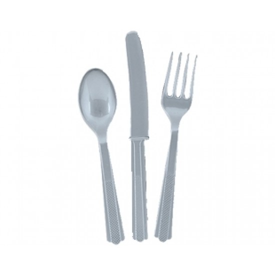 24 Adet Silver Pastel Çatal Bıçak Kaşık Takımı