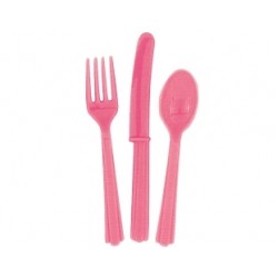 24 Adet Pembe Pastel Çatal Bıçak Kaşık Takımı