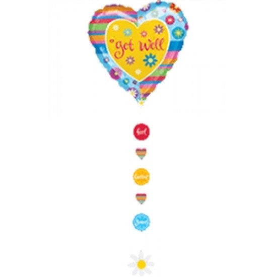 24 İnç Get Well Stripes Ağırlıkı Folyo Balon