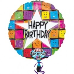 28 inç Happy Birthday Faces Müzikli Folyo Balon