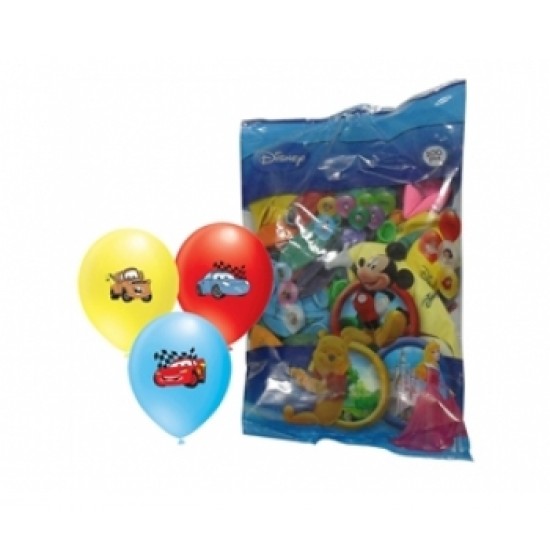 4+1 The Cars Baskılı Karışık Pastel Renk Balon