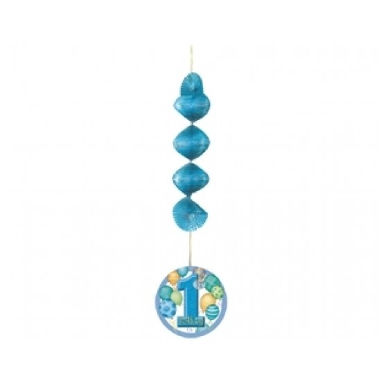 First Birthday Balloons Blue Asmalı İp Süs