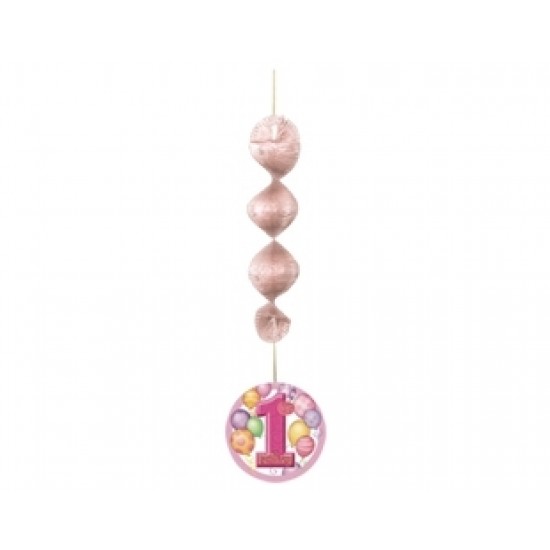 First Birthday Balloons Pink Asmalı İp Süs