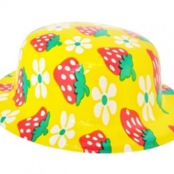 Sarı Çilek Desenli Plastik Parti Şapka